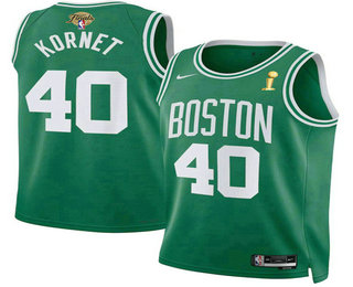 Men's Boston Celtics #40 Luke Kornet Kelly Green 2024 Finals Champions Icon Edition Stitched Jersey