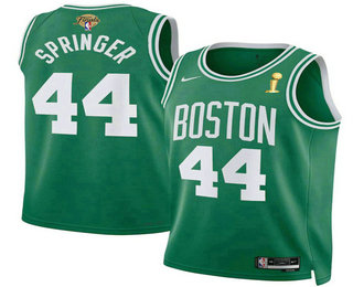 Men's Boston Celtics #44 Jaden Springer Kelly Green 2024 Finals Champions Icon Edition Stitched Jersey