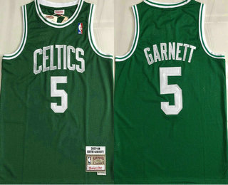 Men's Boston Celtics #5 Kevin Garnett Green 2007-08 Hardwood Classics Soul AU Throwback Jersey