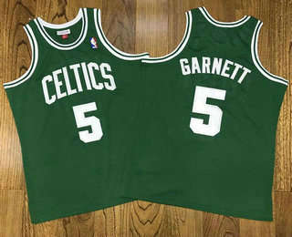 Men's Boston Celtics #5 Kevin Garnett Green Hardwood Classics Soul AU Throwback Jersey