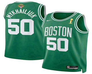 Men's Boston Celtics #50 Svi Mykhailiuk Kelly Green 2024 Finals Champions Icon Edition Stitched Jersey