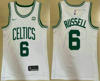 Men's Boston Celtics #6 Bill Russell White 2022 Nike Swingman Stitched Jersey With Sponsor