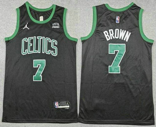 Men's Boston Celtics #7 Jaylen Brown Black 2023 Statement Icon Sponsor Swingman Jersey