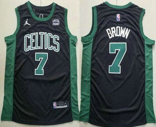 Men's Boston Celtics #7 Jaylen Brown Black Statement Icon Sponsor Swingman Jersey