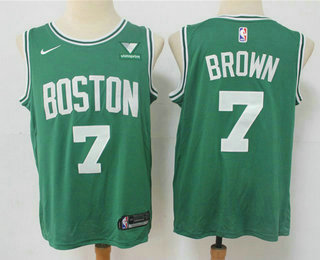 Men's Boston Celtics #7 Jaylen Brown Green 2021 Nike Swingman Stitched NBA Jersey With NEW Sponsor Logo