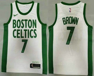 Men's Boston Celtics #7 Jaylen Brown White 2021 Nike City Edition Swingman Stitched NBA Jersey