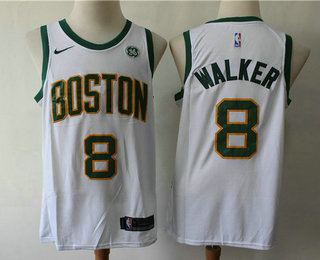 Men's Boston Celtics #8 Kemba Walker White With Gold 2019 Nike NBA Swingman GE Patch City Edition Jersey