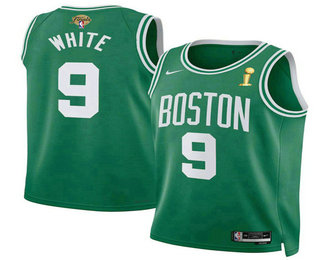 Men's Boston Celtics #9 Derrick White Kelly Green 2024 Finals Champions Icon Edition Stitched Jersey