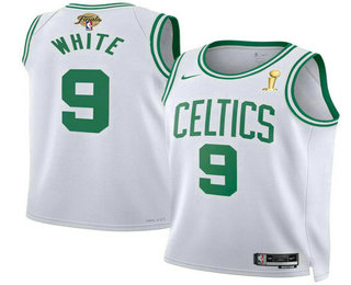 Men's Boston Celtics #9 Derrick White White 2024 Finals Champions Association Edition Stitched Jersey
