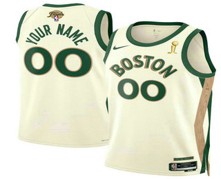 Men's Boston Celtics Active Player Custom 2024 Finals Champions City Edition Stitched Jersey