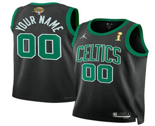 Men's Boston Celtics Active Player Custom Black 2024 Finals Champions Statement Edition Stitched Jersey