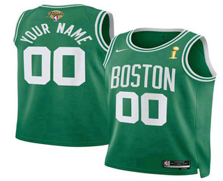 Men's Boston Celtics Active Player Custom Kelly Green 2024 Finals Champions Icon Edition Stitched Jersey