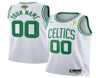 Men's Boston Celtics Active Player Custom White 2024 Finals Champions Association Edition Stitched Jersey