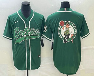 Men's Boston Celtics Big Logo Green Stitched Baseball Jersey 11