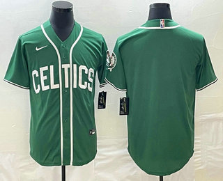 Men's Boston Celtics Blank Green Stitched Baseball Jersey