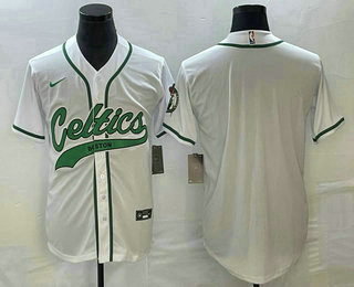 Men's Boston Celtics Blank White Stitched Baseball Jersey