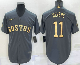 Men's Boston Red Sox #11 Rafael Devers Grey 2022 All Star Stitched Cool Base Nike Jersey
