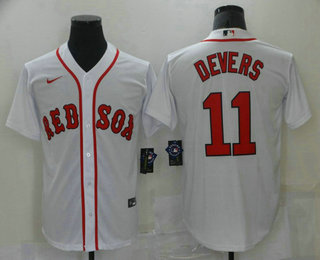 Men's Boston Red Sox #11 Rafael Devers White New Cool Base Stitched Nike Jersey