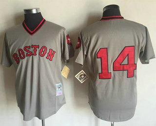 Men's Boston Red Sox #14 Jim Rice Grey Stitched Mitchell and Ness 1975 Throwback MLB Jersey