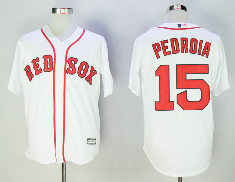 Men's Boston Red Sox #15 Dustin Pedroia Alternate White 2015 MLB Cool Base Jersey