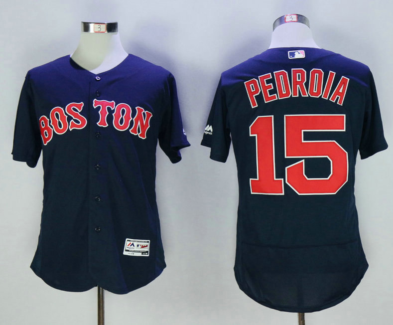 Men's Boston Red Sox #15 Dustin Pedroia Navy Blue 2016 Flexbase Baseball Jersey