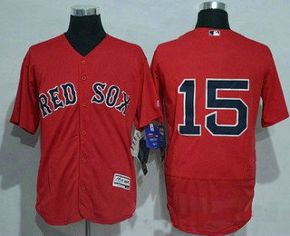 Men's Boston Red Sox #15 Dustin Pedroia No Name Red 2016 Flexbase Majestic Baseball Jersey