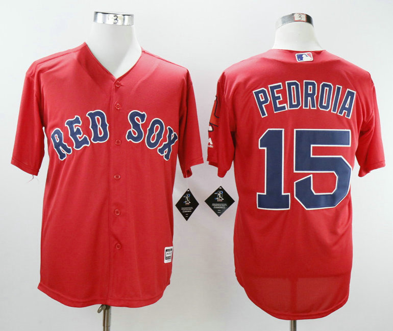 Men's Boston Red Sox #15 Dustin Pedroia Red New Cool Base Jersey