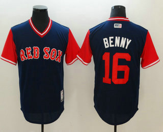 Men's Boston Red Sox #16 Andrew Benintendi Benny Navy 2017 Little League World Series Players Weekend Stitched Nickname Jersey