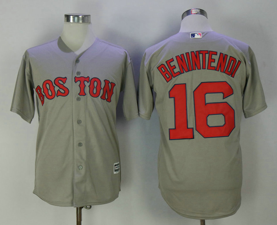 Men's Boston Red Sox #16 Andrew Benintendi Gray Road Stitched MLB Cool Base Jersey