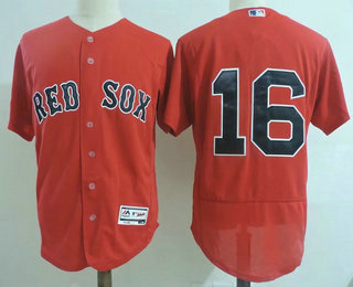 Men's Boston Red Sox #16 Andrew Benintendi No Name Red Stitched MLB Majestic Flex Base Jersey