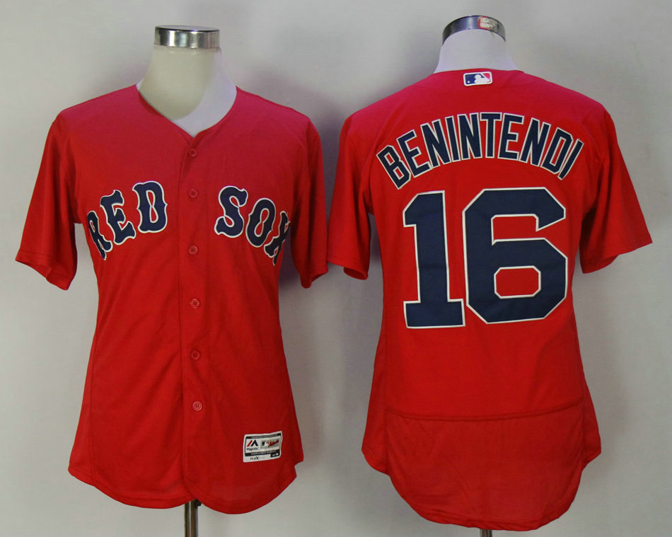 Men's Boston Red Sox #16 Andrew Benintendi Red Alternate Stitched MLB Flex Base Jersey