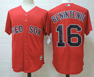 Men's Boston Red Sox #16 Andrew Benintendi Red Alternate Stitched MLB Majestic Cool Base Jersey