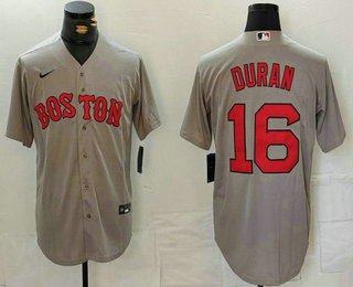 Men's Boston Red Sox #16 Jarren Duran Grey Stitched Baseball Jersey