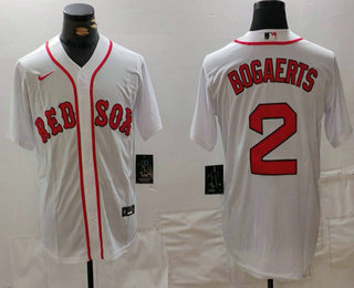 Men's Boston Red Sox #2 Xander Bogaerts White Cool Base Stitched Jersey