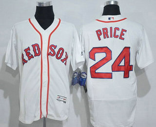 Men's Boston Red Sox #24 David Price Name White 2016 Flexbase Majestic Baseball Jersey