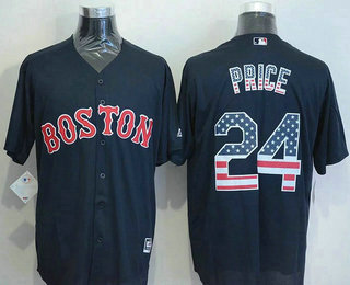 Men's Boston Red Sox #24 David Price Navy Blue USA Flag Fashion MLB Baseball Jersey