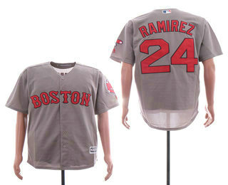 Men's Boston Red Sox #24 Manny Ramirez Grey Stitched MLB Cool Base Jersey