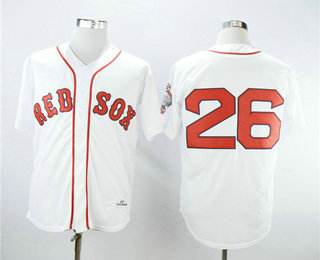 Men's Boston Red Sox #26 Wade Boggs 1987 White Mitchell & Ness Throwback Jersey