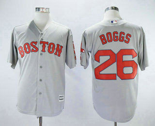 Men's Boston Red Sox #26 Wade Boggs Gray Road Stitched MLB Cool Base Jersey