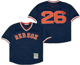 Men's Boston Red Sox #26 Wade Boggs Navy Mesh Throwback Jersey