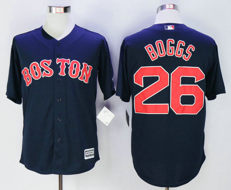 Men's Boston Red Sox #26 Wade Boggs Retired Navy Blue Cool Base Baseball Jersey