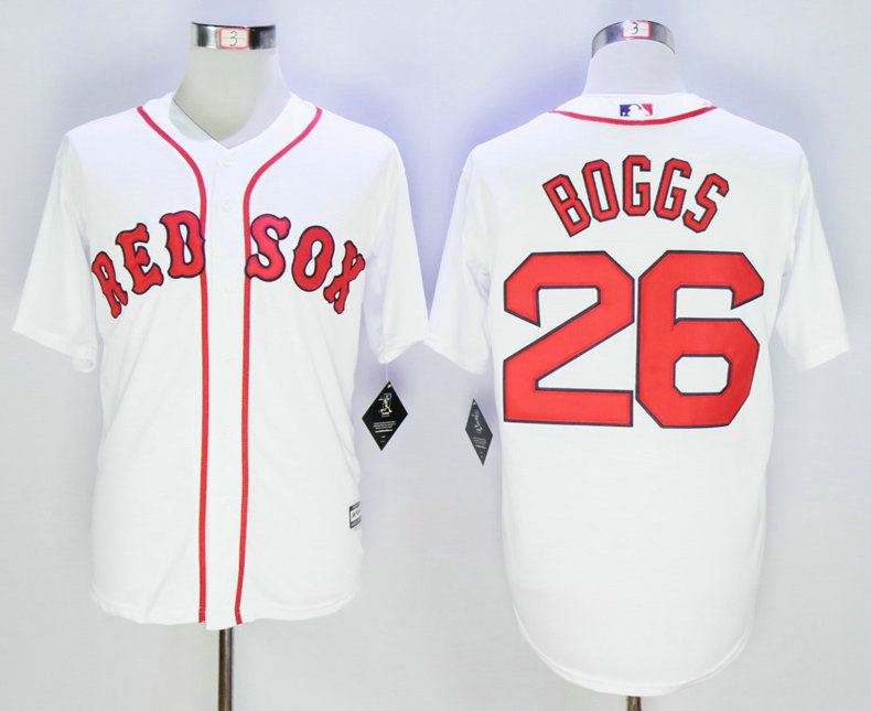 Men's Boston Red Sox #26 Wade Boggs White New Cool Base Jersey