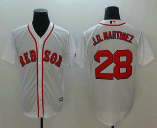 Men's Boston Red Sox #28 J.D. Martinez White Stitched MLB Cool Base Jersey