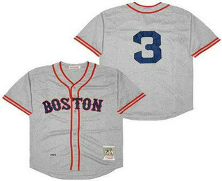 Men's Boston Red Sox #3 Jimmie Foxx Gray 1936 Throwback Jersey