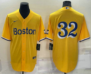 Men's Boston Red Sox #32 Matt Barnes Gold No Name 2021 City Connect Stitched MLB Cool Base Nike Jersey