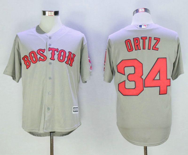 Men's Boston Red Sox #34 David Ortiz Away Gray 2015 MLB Cool Base Jersey