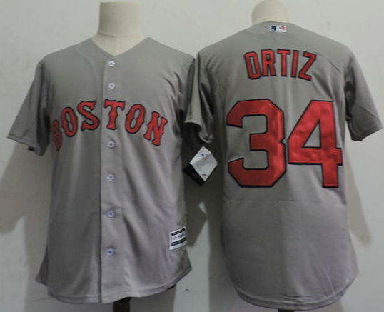 Men's Boston Red Sox #34 David Ortiz Away Gray 2015 New Cool Base Jersey