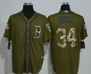 Men's Boston Red Sox #34 David Ortiz Green Salute To Service Stitched MLB Cool Base Nike Jersey