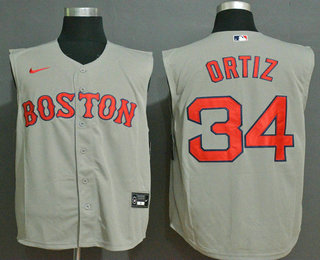 Men's Boston Red Sox #34 David Ortiz Grey 2020 Cool and Refreshing Sleeveless Fan Stitched MLB Nike Jersey