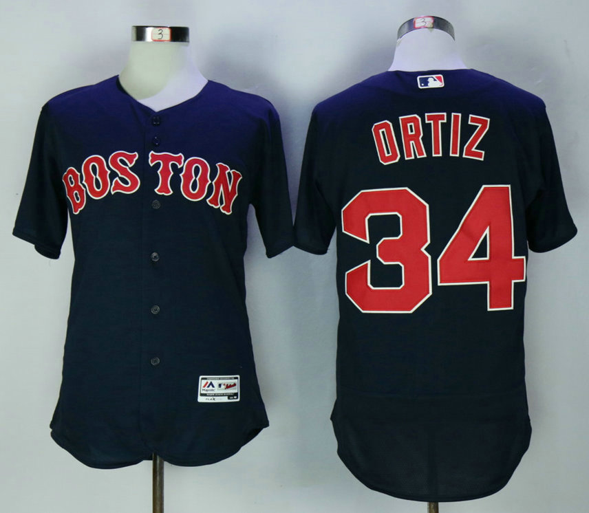 Men's Boston Red Sox #34 David Ortiz Navy Blue 2016 Flexbase Baseball Jersey